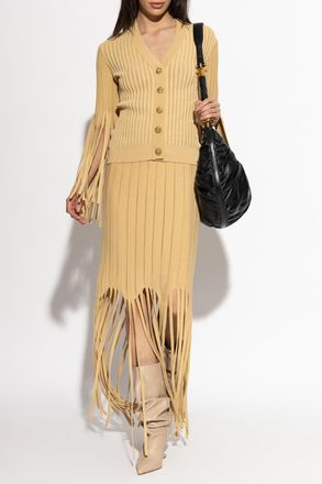 Balmain Skirt With A Decorative Weave, Womens, Beige