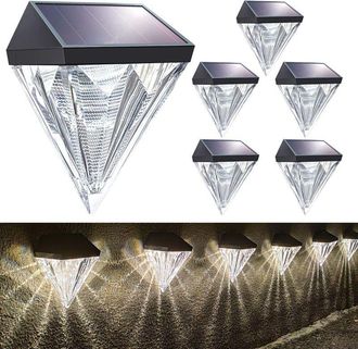 OEM Luces Solares Para Patio Con Forma De Diamante, Encendidas Toda La Noche - 6 Unidades (blanco C&aacute;lido)