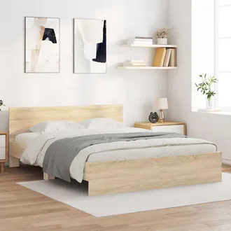 vidaXL Estructura De Cama Con Cabecero Roble Sonoma 140x190 Cm Vidaxl