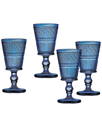 Godinger Claro Set Of 4 Blue Goblets