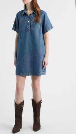 Rag & Bone Hayley Short Sleeve Denim Dress in Delcan at Nordstrom, Size Xx-Small