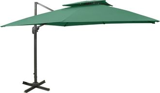 vidaXL Sombrilla Jard&iacute;n Voladiza Con Cubierta Doble Verde 300x300 Cm Vidaxl