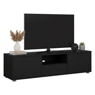 Dmora Mueble De Televisi&oacute;n Fernande, Aparador De Sal&oacute;n, Mueble Bajo Para Tv, Base De Pared Equipada, 147x40 H38 Cm, Negro - Dmora