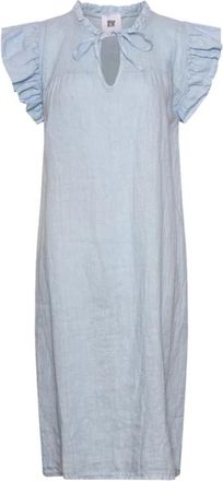 Tiffany & Co. Ruche Linnen Jurk Lichtblauw - Dames - Korte kleedjes - Blauw - Xs/S - Linnen - Kleedjes