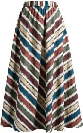 Topshop Stripe Cotton Skirt in Blue Multi at Nordstrom, Size 10 Us
