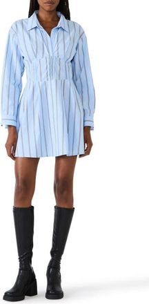 Steve Madden Ariany Smocked Long Sleeve Shirtdress in Estate Blue at Nordstrom, Size Small
