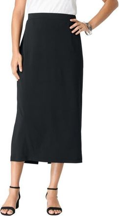 Roaman's Ultrasmooth Fabric Midi Skirt in Black at Nordstrom, Size Small