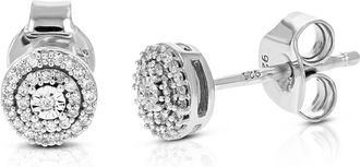 Vir Jewels 1/8 cttw Diamond Stud Earrings for Women, Round Lab Grown Diamond Earrings in.925 Sterlinng Silver, Prong Setting, 1/4 Inch