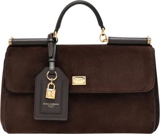 Dolce & Gabbana Tassen, Dames, Bruin, ONE Size, Leer, My Sicily Handtas