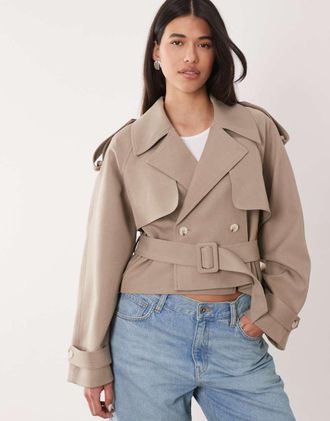 Gina Tricot Gina Tricot - Trench taglio corto beige sabbia con cintura-Neutro