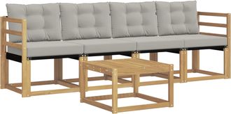 vidaXL Conjunto De Sof&aacute;s De Exterior 5 Uds. Blanco Y Gris Claro Vidaxl