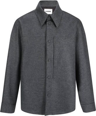 Jil Sander Mens Long Sleeve Shirt In Ash Grey