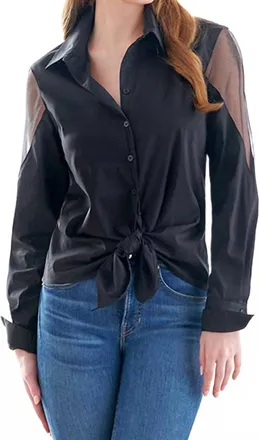 Finley Organza Combo Lindey Shirt In Black