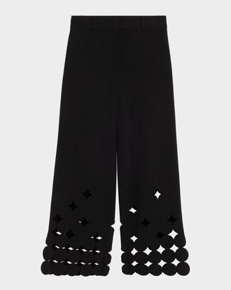 Akris Chieko Dot Cut-Out Straight-Leg Crop Pants