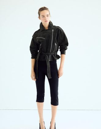 Stradivarius giacca biker in pelle 100% grigio scuro