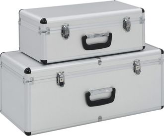 vidaXL Cajas De Almacenamiento 2 Unidades Aluminio Plateado Vidaxl
