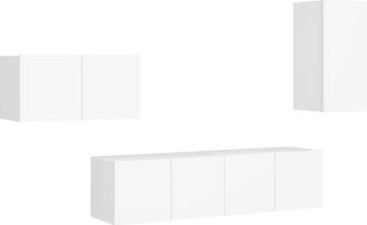 vidaXL 4 Piece TV Cabinet Set White Engineered Wood vidaXL