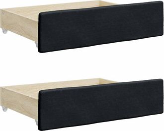 vidaXL Cajones De Cama 2 Uds Madera Ingenier&iacute;a Y Cuero Sint&eacute;tico Negro Vidaxl