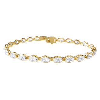 Diamond2Deal 14k Yellow Gold 7.30 Ct Oval Cut Lab Grown Diamond Tennis Bracelet 7 VVS-VS, E-F