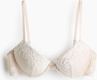 H&M Push-up-BH aus Spitze - Hellbeige/Weiss