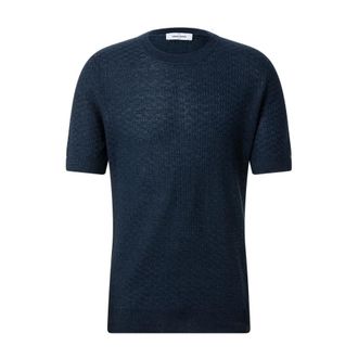 Gran Sasso Round-neck Knitwear, male, Blue, Size: 3XL Round-neck T-Shirt