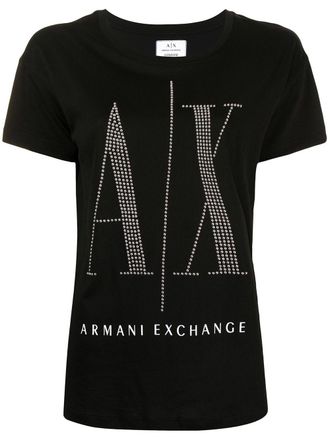 A|X Armani Exchange T-shirt met pailletten logo - Zwart