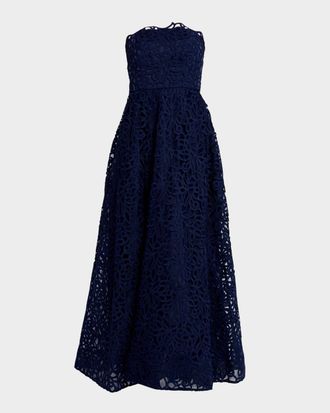 Milly Sonja Strapless Lace A-Line Gown