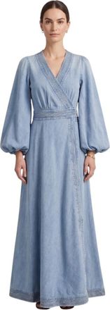 Zimmermann Blue Solid V Neck Maxi Dress