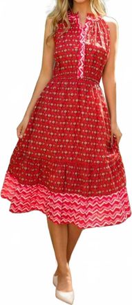 THML Clothing Red Halter Button Up Print Maxi Dress