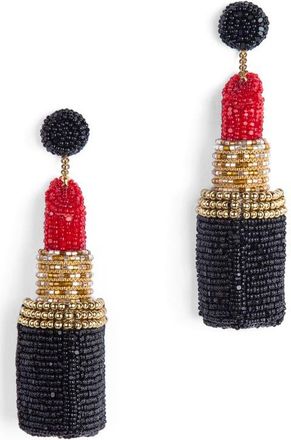 Deepa Gurnani Beaded Lipstick Drop Earrings in Red at Nordstrom