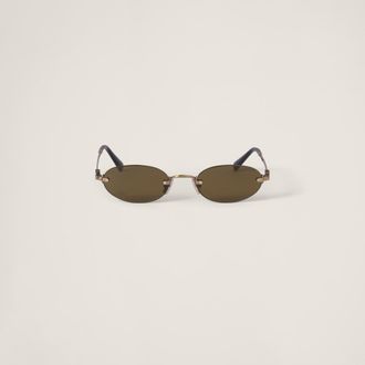 Miu Miu Logo Sunglasses, Woman, Loden Green Lenses