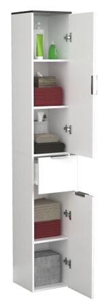 VCM Gabinete De Ba&ntilde;o De Madera Vcm Muebles De Ba&ntilde;o Stand Gabinete De Ba&ntilde;o Gabinete Alto Dimensiones Aprox. Al. 190 X An. 30 X P. 30 Cm - Donali (blanco / 