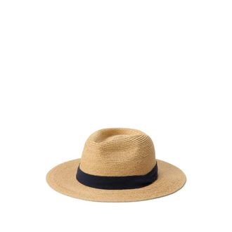 Polo Ralph Lauren Hats, male, Beige, Size: S Poplin-Trim Raffia Fedora