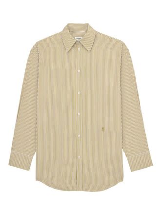 Saint Laurent Khaki Oversized Stripes Shirt