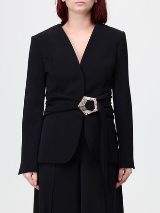 Simona Corsellini Blazer monopetto in cr&ecirc;pe con cintura regolabile in vita