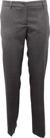 Mauro Grifoni Wollen broek gemaakt in Itali&euml; - Dames - Slim Fit Broeken - Grijs - L - Wol - Broeken