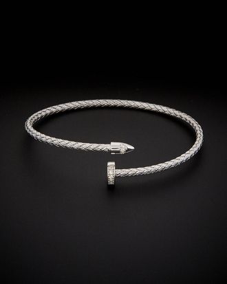 Meshmerise 18K Over Silver 0.08 Ct. Tw. Diamond Bangle Bracelet