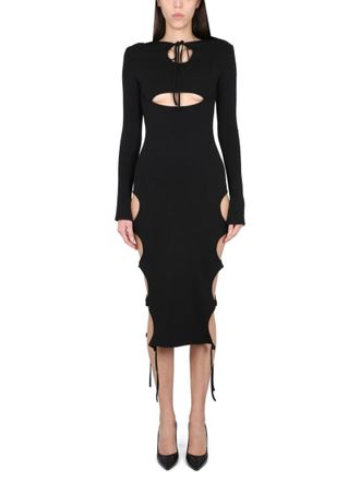 Andreadamo Black Round Neck Midi Dress