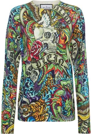 Philipp Plein Tattoo jumper - women - Cashmere - S - Green