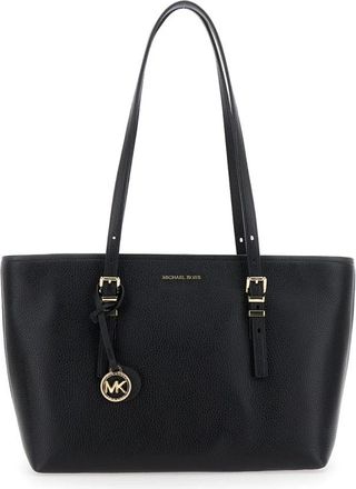 Michael Kors Quinn Zwarte Tote Tas - Dames - Shoppers - Zwart - ONE Size - Leer - Tassen