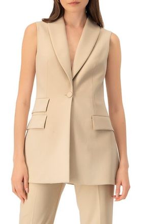 Ivonne Long Tailored Vest in Beige at Nordstrom, Size 10