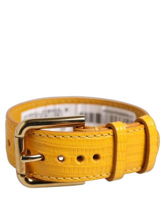 Dolce & Gabbana Textured Calf Leather Belt - Yellow