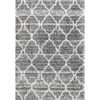 Jonathan Y Designs Susa Ogee Moroccan Trellis Shag Area Rug in Light Gray/ivory at Nordstrom, Size 4Ft 0In X 6Ft 0In