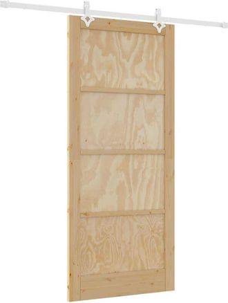 vidaXL Puerta Corredera Manual Natural Y Blanco 93 X 211 Cm Vidaxl