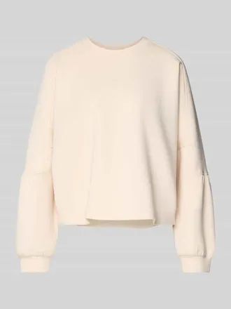 Marc Cain Oversized Sweatshirt mit gerippten Abschl&uuml;ssen in Sand, Gr&ouml;&szlig;e 34