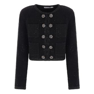 Self Portrait Giacca Paillettes Nera Corta - - Jackets - Donna - Nero - S