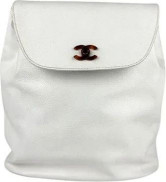 Chanel Pre-owned Backpacks, female, White, Size: ONE SIZE Pre-owned Leather chanel-bags