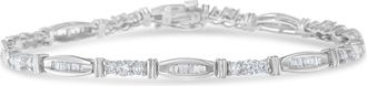 House of Brilliance 10K White Gold Geometric Pattern Diamond Tennis Bracelet