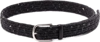 Orciani Melange Leren En Wollen Riem - Heren - Riemen - Zwart - 120 CM - Wol - Accessoires
