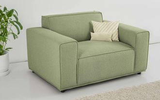 HOME AFFAIRE Loveseat »Avelin, 1.5 Sitzer, 140 cm, Chenille, Struktur-Boucle« mit Wellenunterfederung, Kedernaht, bodentief, Skandi-Design